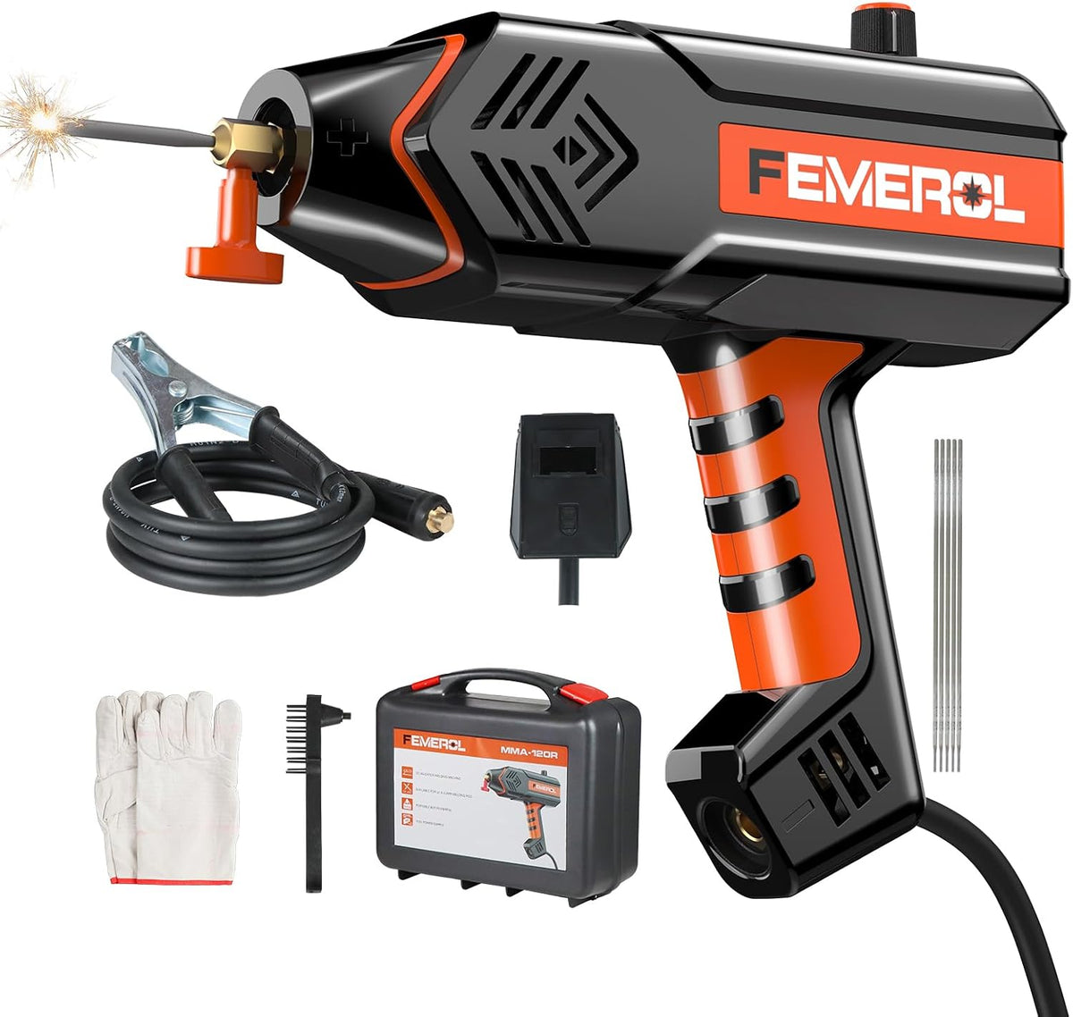FEMEROL - 110V Welding Machine, Handheld Welder, 120A Portable Welder, Handheld Welder Machine, IGBT Inverter, Digital Display with Welding Tool Set and Box
