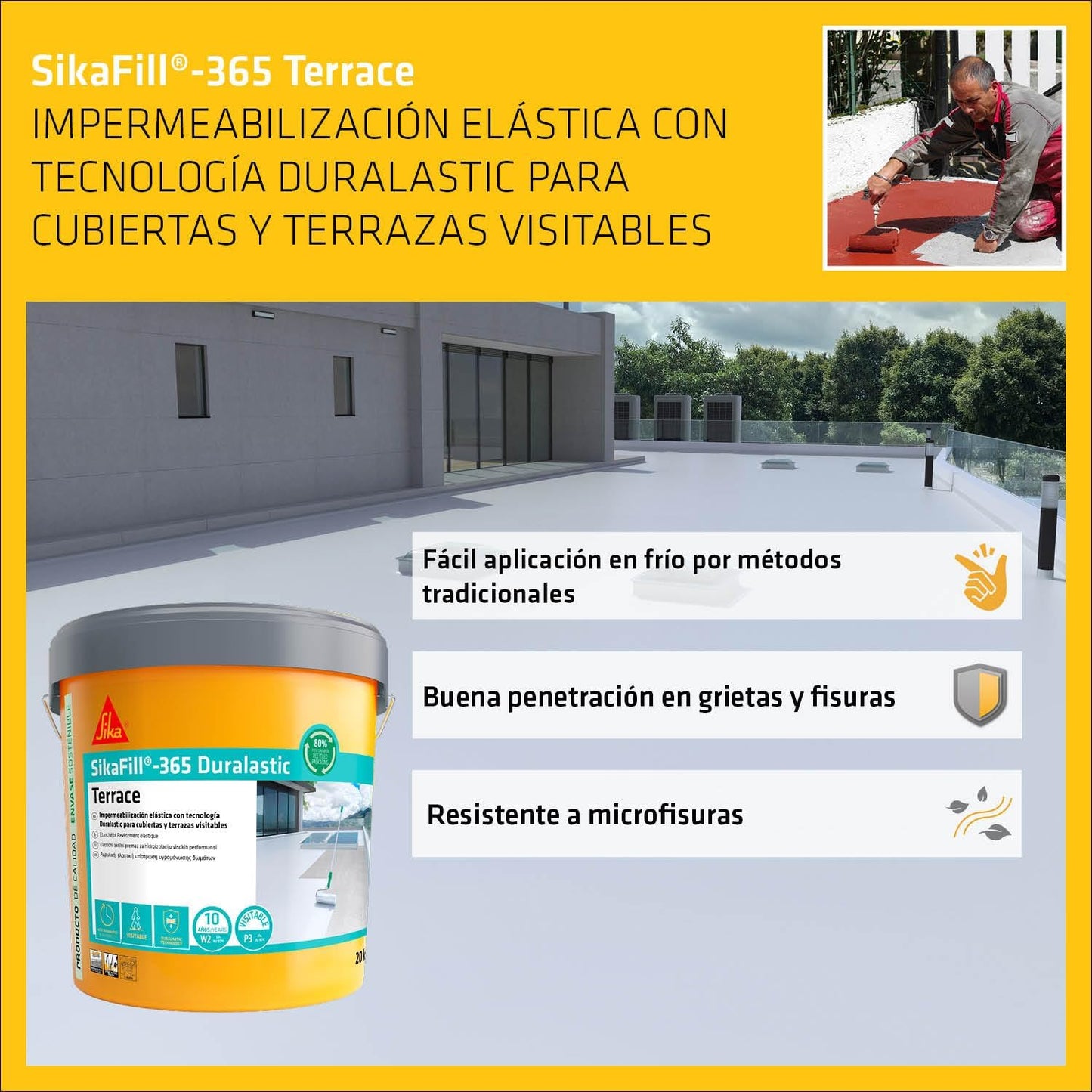 SIKA - Revestimento impermeável - SikaFill 365 Terrace - branco - 20 kg |