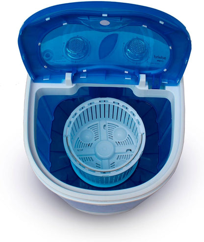 briebe Camp Mini Máquina de Lavar Portátil com Centrifugação, Camping, Capacidade de Roupa 3Kg, Ideal para Viagens, Caravanas Camper e Autocaravanas, Carga Superior, Baixo Consumo de Água e Energia [Classe energética A]
