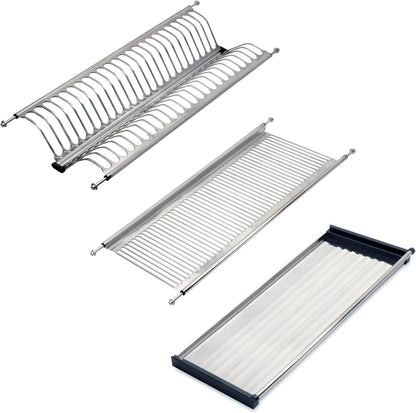 EMUCA - Escorredor de pratos para módulos altos Drynox, escorredor de pratos e copos para móveis de cozinha, largura interna do módulo 635-685 mm, aço, cromado