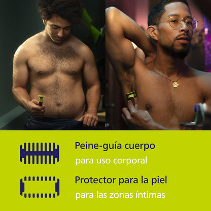 Philips OneBlade 360 com Bluetooth, aparador para barba e corpo, máquina de barbear elétrica para homem, depilação masculina, 2 lâminas, 5 comprimentos, 60 minutos de uso com 1 hora de carregamento