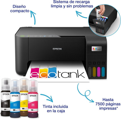 Epson Impressora multifunções EcoTank ET-2862 A4 com depósito de tinta, ligação Wi-Fi e até 3 anos de tinta incluída