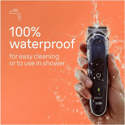 Braun Body Groomer Series 5 5360, aparador corporal para homens, para peito, axilas, virilha, tecnologia SkinSecure para uso suave e acessório de barbear limpo, impermeável, sem fio com tempo de