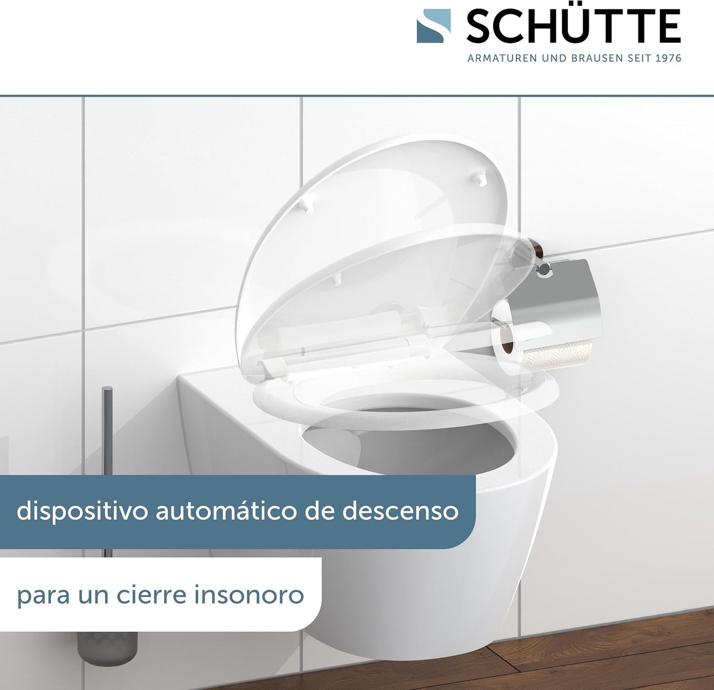 SCHÜTTE Assento de sanita com mecanismo suave, removível, fabricado em material resistente à sujeira,