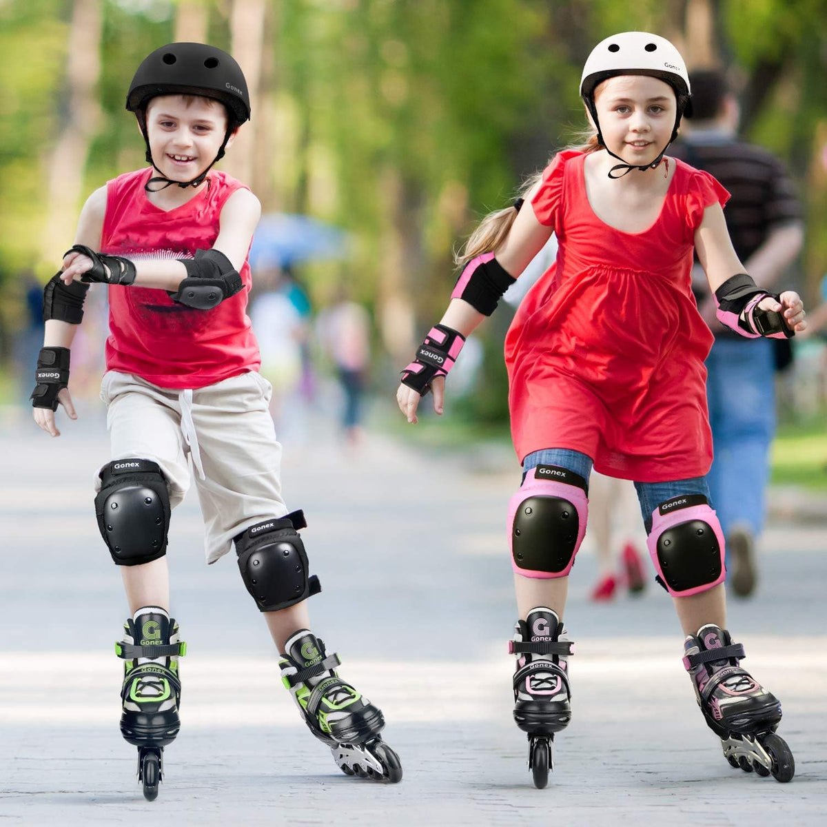 Gonex Patins em linha para meninas, meninos, crianças, lâminas giratórias 4 tamanhos ajustáveis em 1, moldura de alumínio, rolamentos ABEC-7, rodas de poliuretano de 64 mm, crianças, adolescentes