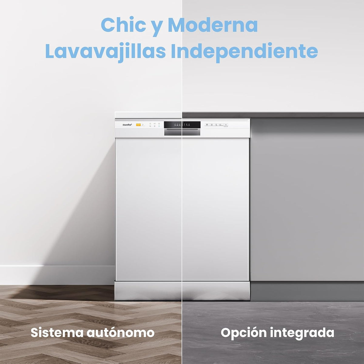 COMFEE' CDWPF1201PW-WE-EU Lavavajillas Independiente,12 Cubiertos, 60cm [Classe energética E]