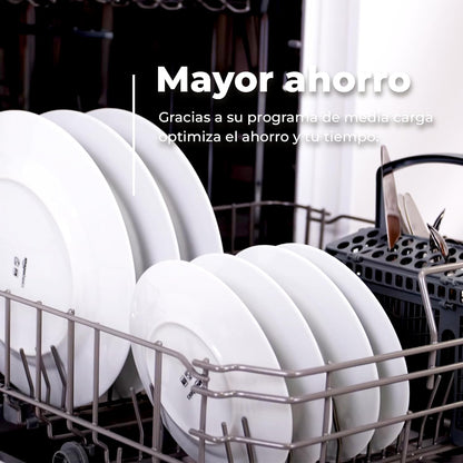 EVVO Máquina de lavar louças estreita, largura 45 cm, capacidade para 9 talheres, programa rápido 30 minutos, programa médio carregamento, bandeja superior ajustável, 5 programas, modelo D1 Slim [Classe energética E