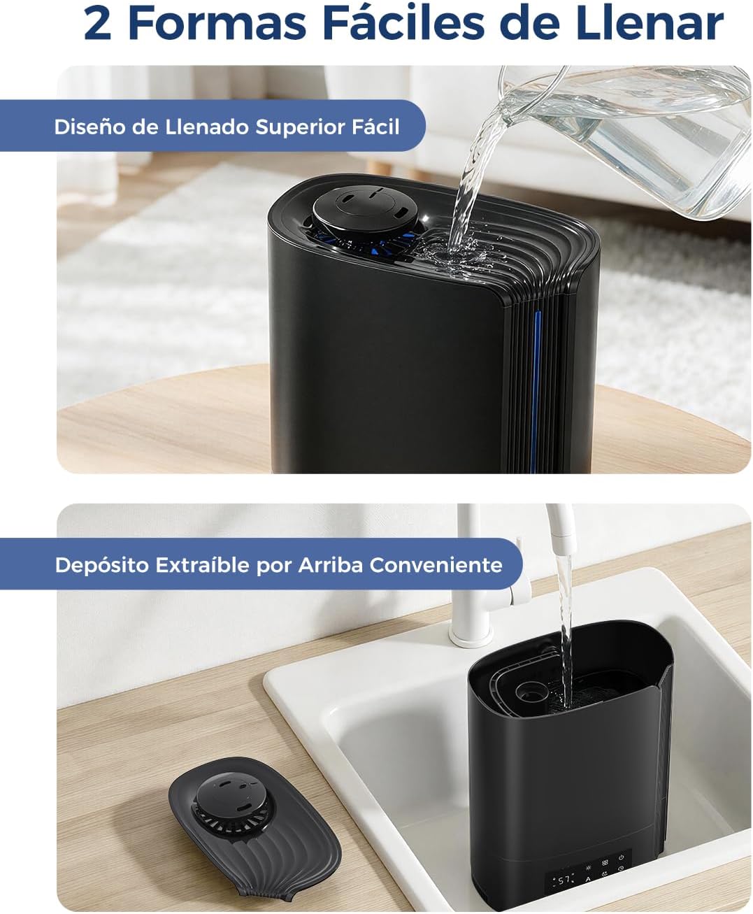 AROEVE Humidificador de ar 6 l para quartos, difusor de óleos essenciais, humidificador ultra-sónico para bebés e plantas, duração de até 60 horas, controlo de humidade inteligente, silencioso