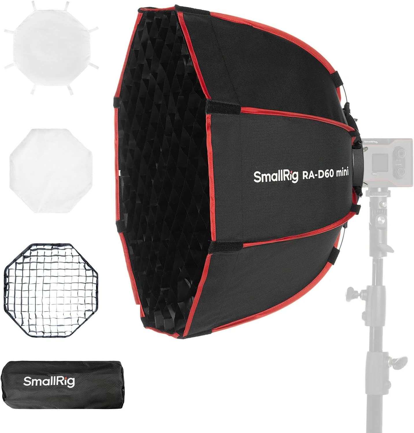 SMALLRIG RA-D60 Softbox Parabólico, Softbox de libertação rápida de 23,6" com bolsa de transporte, compatível com luz de vídeo SMALLRIG RC 60B COB - 4682