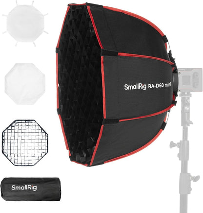 SMALLRIG RA-D60 Softbox Parabólico, Softbox de libertação rápida de 23,6" com bolsa de transporte, compatível com luz de vídeo SMALLRIG RC 60B COB - 4682