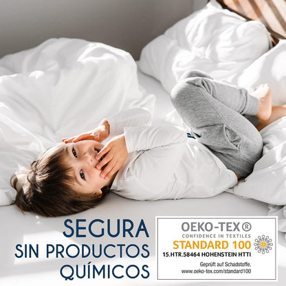 Dreamzie Lençol de baixo de algodão, com elástico | Elástico · Com borracha em todo o contorno · Certificado Oeko-Tex