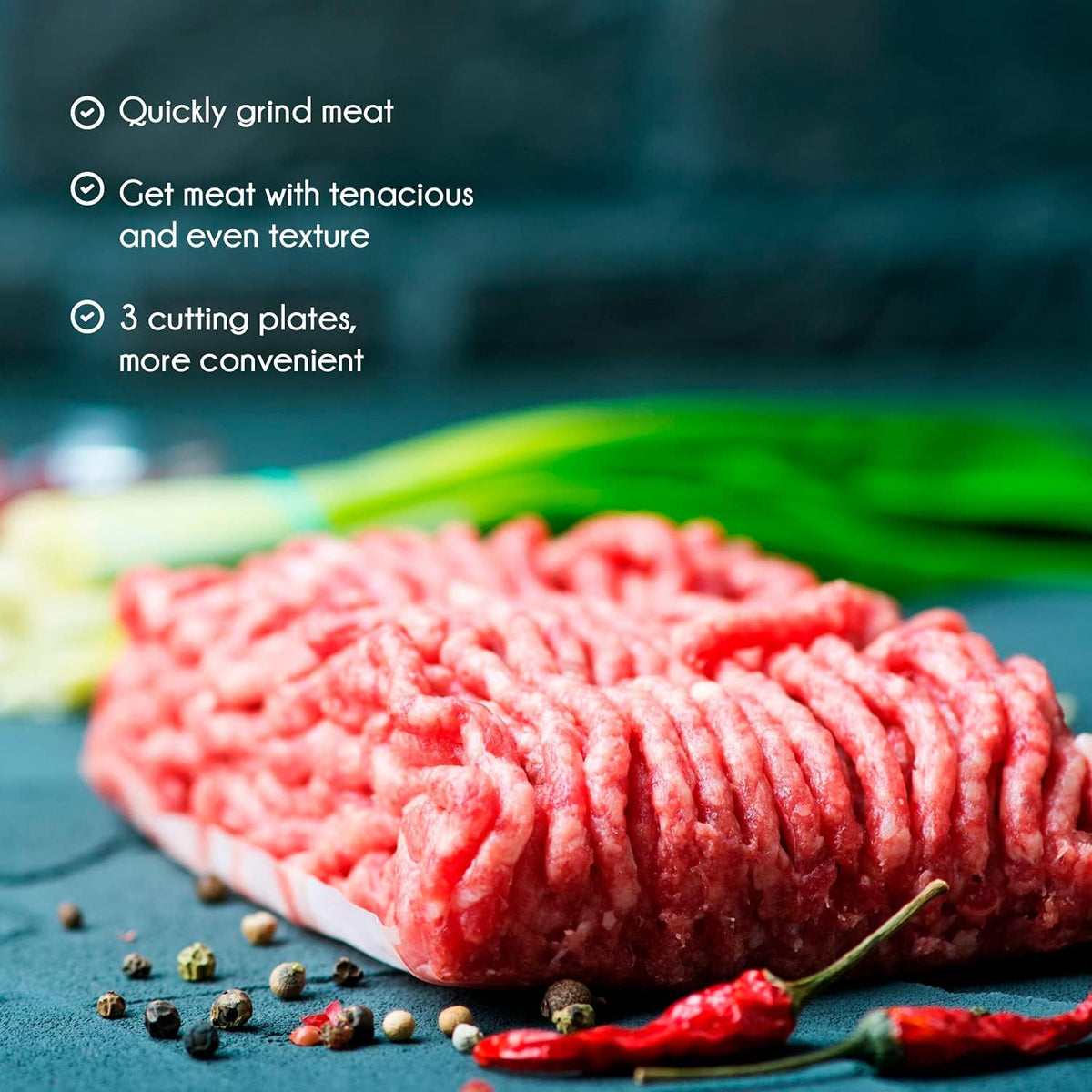 Edihome, Moedor de carne elétrico, marcha de avanço e retrocesso, máquina de picar carne profissional, 2200 W, multifuncional com 3 placas de corte e embutidor de salsichas (branco e preto)