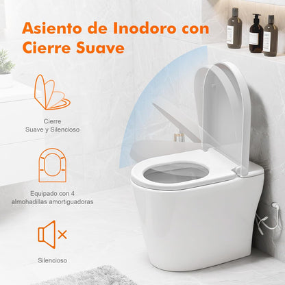 Ibergrif M41001 Tampa wc, assento sanitário macio em forma de D com libertação rápida para facilitar a limpeza, branco