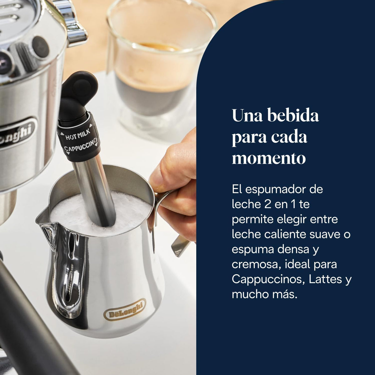 (recondicionado)De'Longhi Dedica - Cafeteira de Bomba de Aço Inoxidável para Café Moído ou Monodose, Cafeteira para Espresso e Cappuccino, Depósito de 1,3 Litros, Sistema Anti-gotejamento, EC685.M, Metal [Classe energética A]