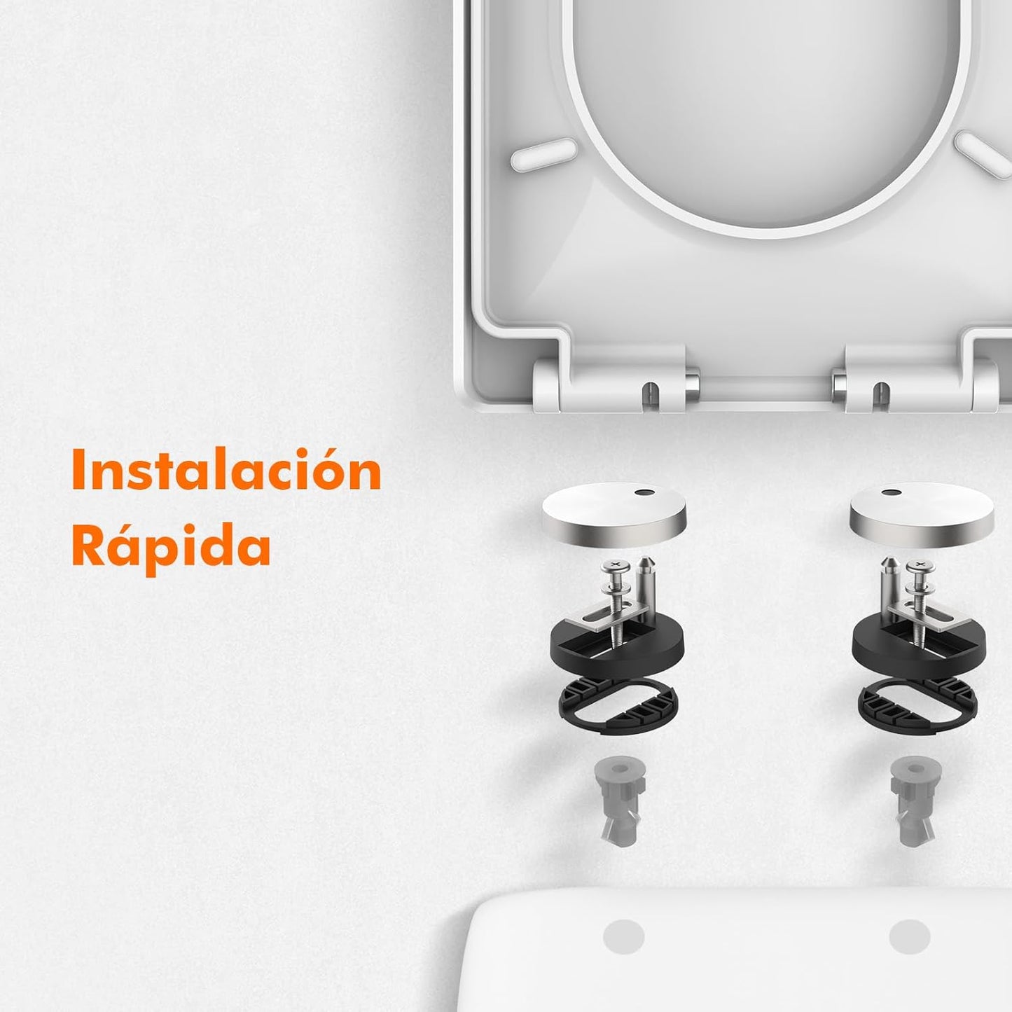 Ibergrif M41001 Tampa wc, assento sanitário macio em forma de D com libertação rápida para facilitar a limpeza, branco