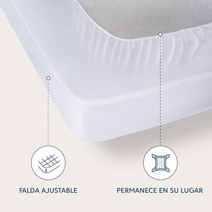 Capa de colchão 160x200 Acolchoado - Aba de até 40 cm com Borracha Elástica na Borda - Protetor de colchão 160x200 - Oeko Tex e Respirável - Não Impermeável |