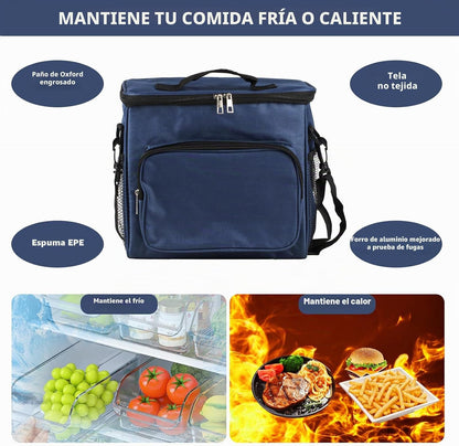 Lancheira isolante de 10 litros, sacos térmicos para piquenique, sacos de piquenique dobráveis, lancheira portátil com refrigerador para homens/piquenique/escola/trabalho de escritório (azul)