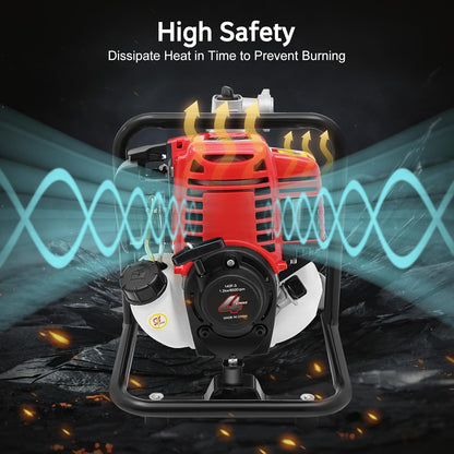 Bomba de água de gasolina de 4 tempos 1,2 kW (38 cm³) bomba de água residual de gasolina e bomba de jardim portátil com fluxo de 135 m³/h, altura de movimentação 30 m para irrigação, drenagem
