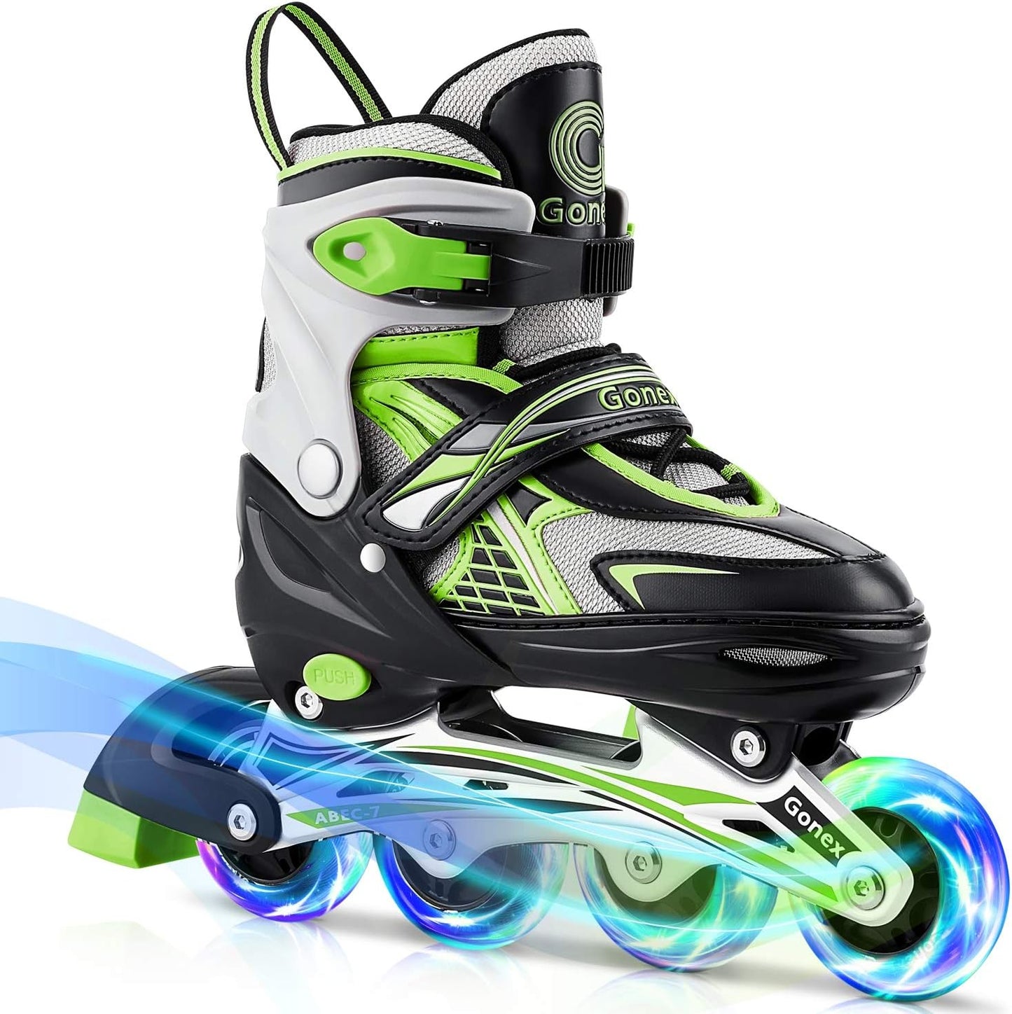 Gonex Patins em linha para meninas, meninos, crianças, lâminas giratórias 4 tamanhos ajustáveis em 1, moldura de alumínio, rolamentos ABEC-7, rodas de poliuretano de 64 mm, crianças, adolescentes