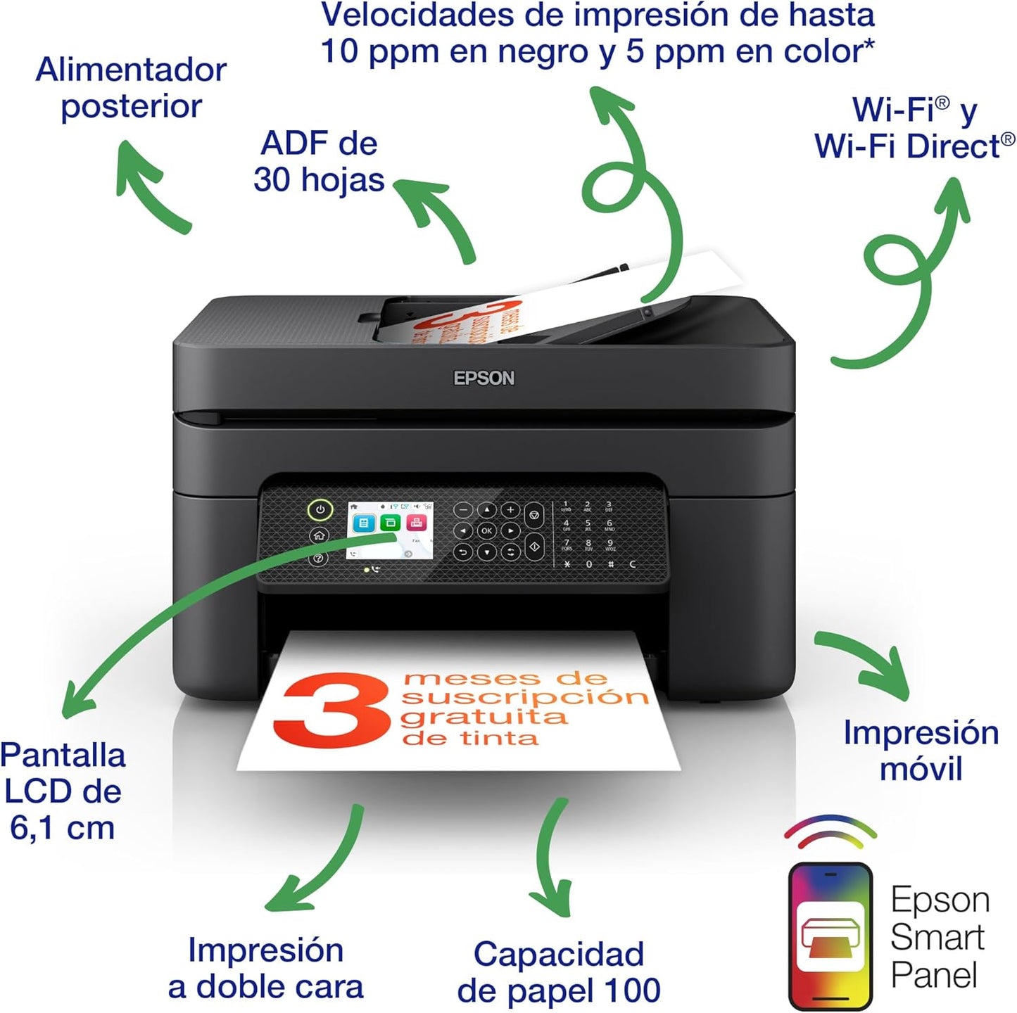 Impressora a jato de tinta multifuncional WorkForce WF-2950DWF A4 com conectividade sem fios