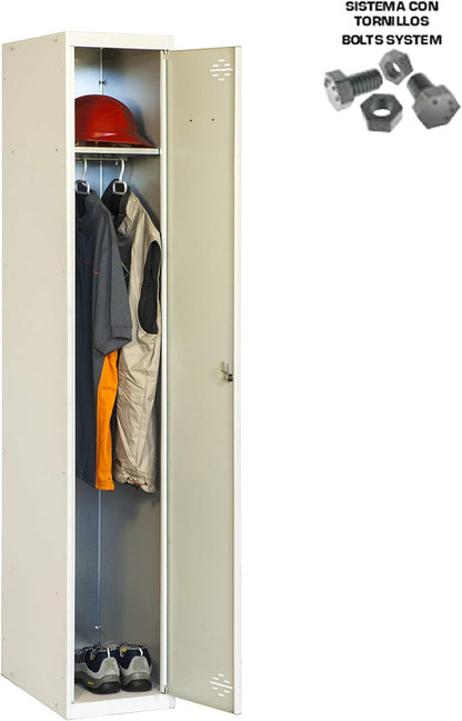 SimonRack Cacifo Vestuário Metálico, 1 Porta, Inclui Chave, Profissional, 1800x300x500 mm