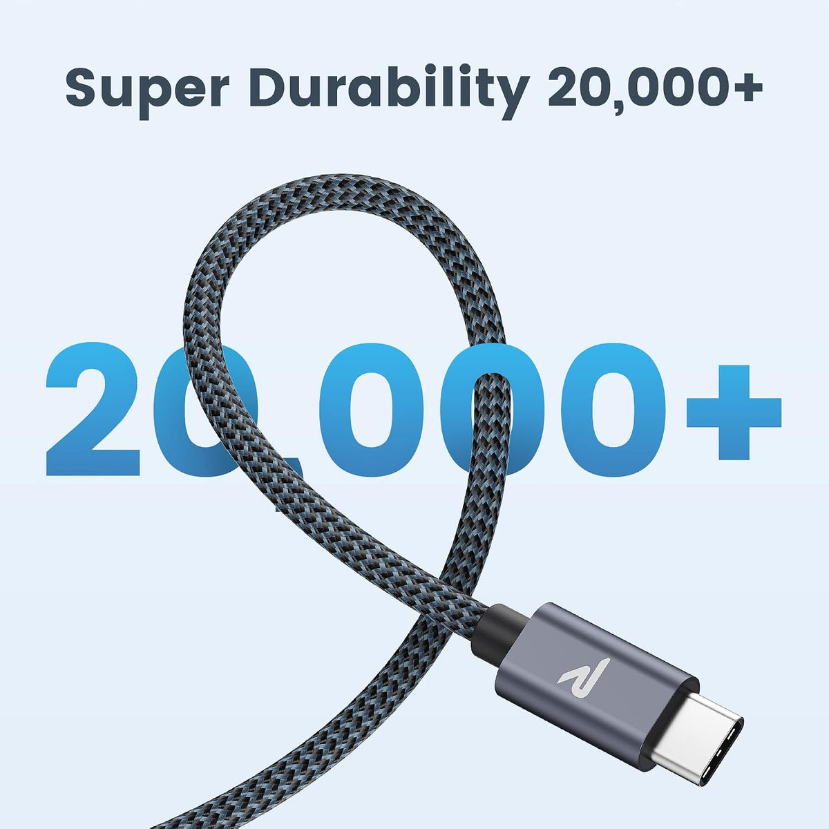 RAMPOW Cabo USB C [1Pack, 2M] Cabo USB Tipo C 3A, Cabo de Carregamento Rápido QC3.0 Tipo C em Nylon Durável com iPhone 15/15 Pro iPad Pro/Air, Samsung Galaxy S22/S21/S20, Huawei, Xiaomi - Cinza