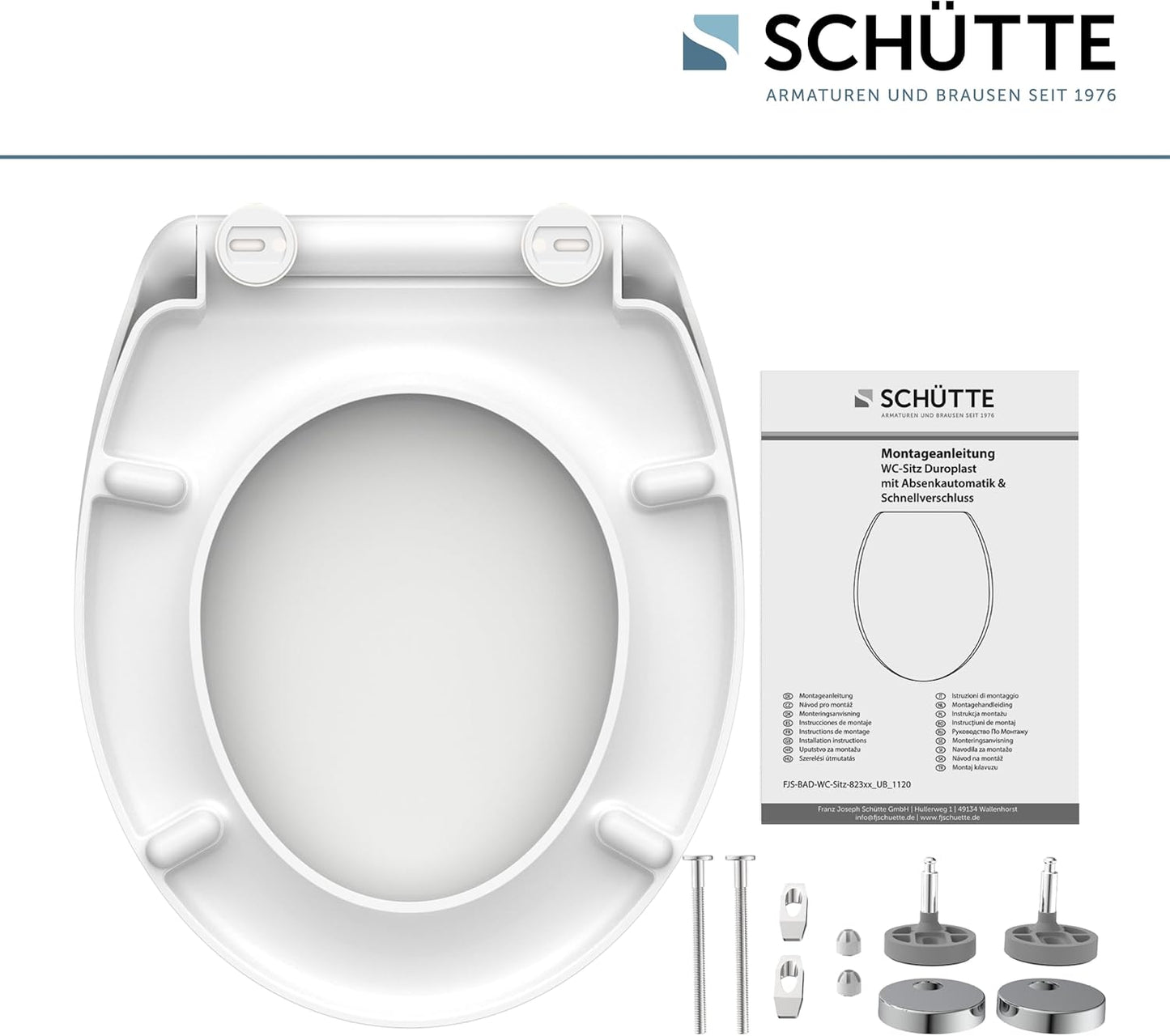 SCHÜTTE Assento de sanita com mecanismo suave, removível, fabricado em material resistente à sujeira,