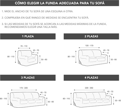 Martina Home Capa de sofá elástica modelo Emilia - cor bege, 3 lugares (170 a 220 cm)