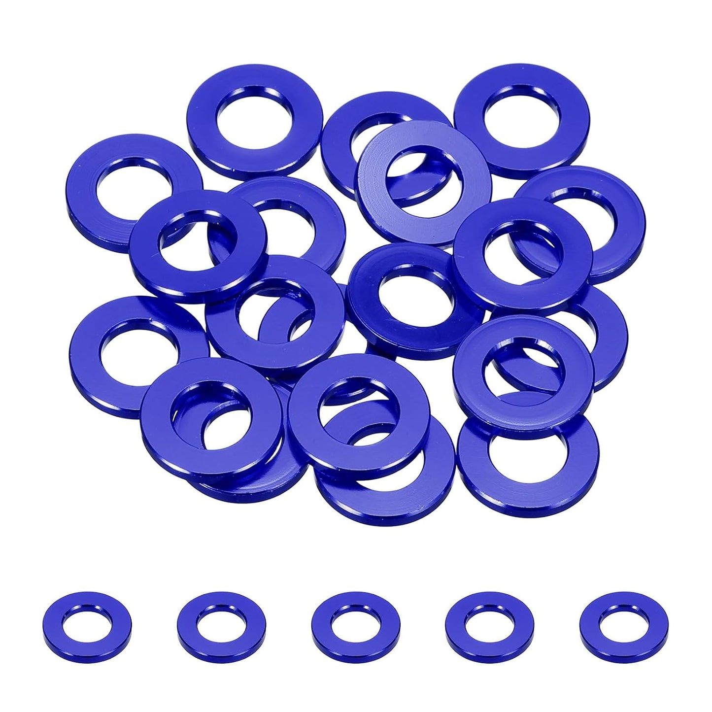sourcing map 16 arruelas planas M8 de alumínio anodizado escareado, diâmetro do orifício de 8 mm, arruelas redondas para parafuso RC/FPV/PC/Drone/acessórios mecânicos, peças de modelo, (azul