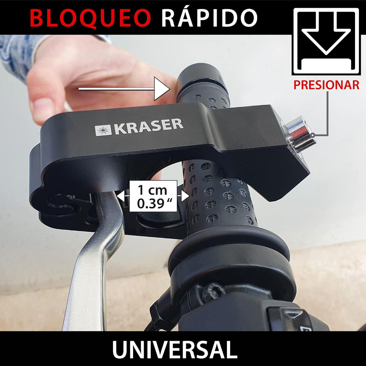 KRASER KR720B Cadeado mota travão guiador, bloqueio rápido click, fechadura de segurança anti-perfuração, bloqueio anti-roubo bloqueio manípulo acelerador travão embraiagem universal Scooter Quad