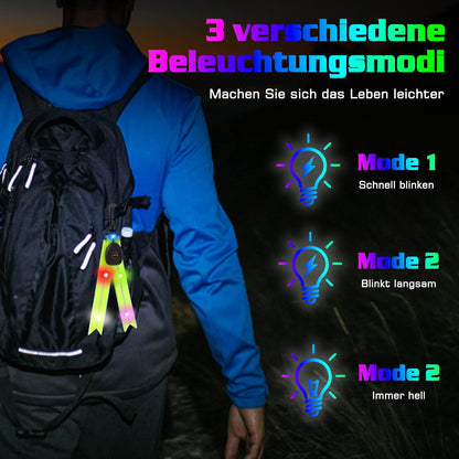 Luz piscante LED para mochila escolar - 2 refletores infantis recarregáveis Luz piscante Luz de segurança para mochila escolar, Pingente refletor de luz de segurança à prova d'água para mochila escolar, mochila, caminhada, corrida