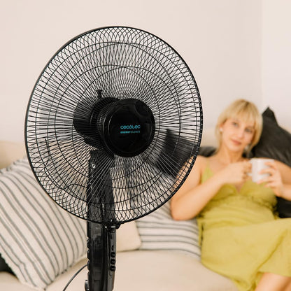 Cecotec Ventoinha de pé EnergySilence 515 MaxFlow Black. 45W, diâmetro de 16", 5 pás, temporizador 1h, 3 velocidades e oscilação automática, altura regulável até 135 cm