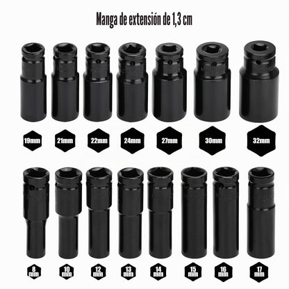 Conjunto de 15 peças Chaves de Caixa de Impacto 1/2", CR-V