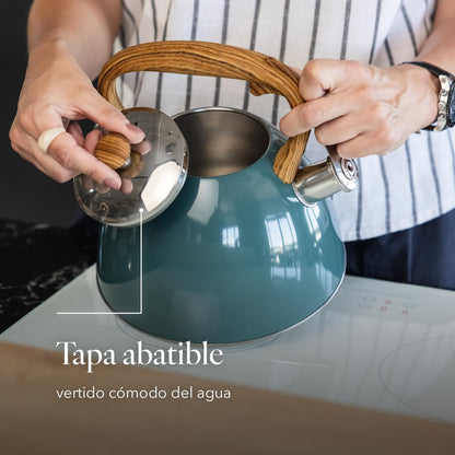 FLORINA 5C1092 Chaleira de água, aço inoxidável, verde escuro mate