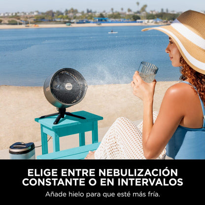 Shark FlexBreeze Pro Mist Ventoinha sem cabo, cinzento carbono, FA300EU | Interior e exterior, com decalque, depósito portátil, alcance de 20 m, pedestal ou mesa, 5 velocidades, controlo remoto