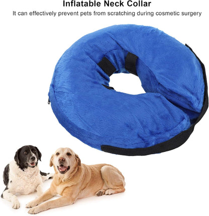 Collar Inflable para Protector de Cuello Suave y Cómodo para Recuperación de Mascotas, Collar Ajustable de PVC en Azul, 1 Unidad (XS)