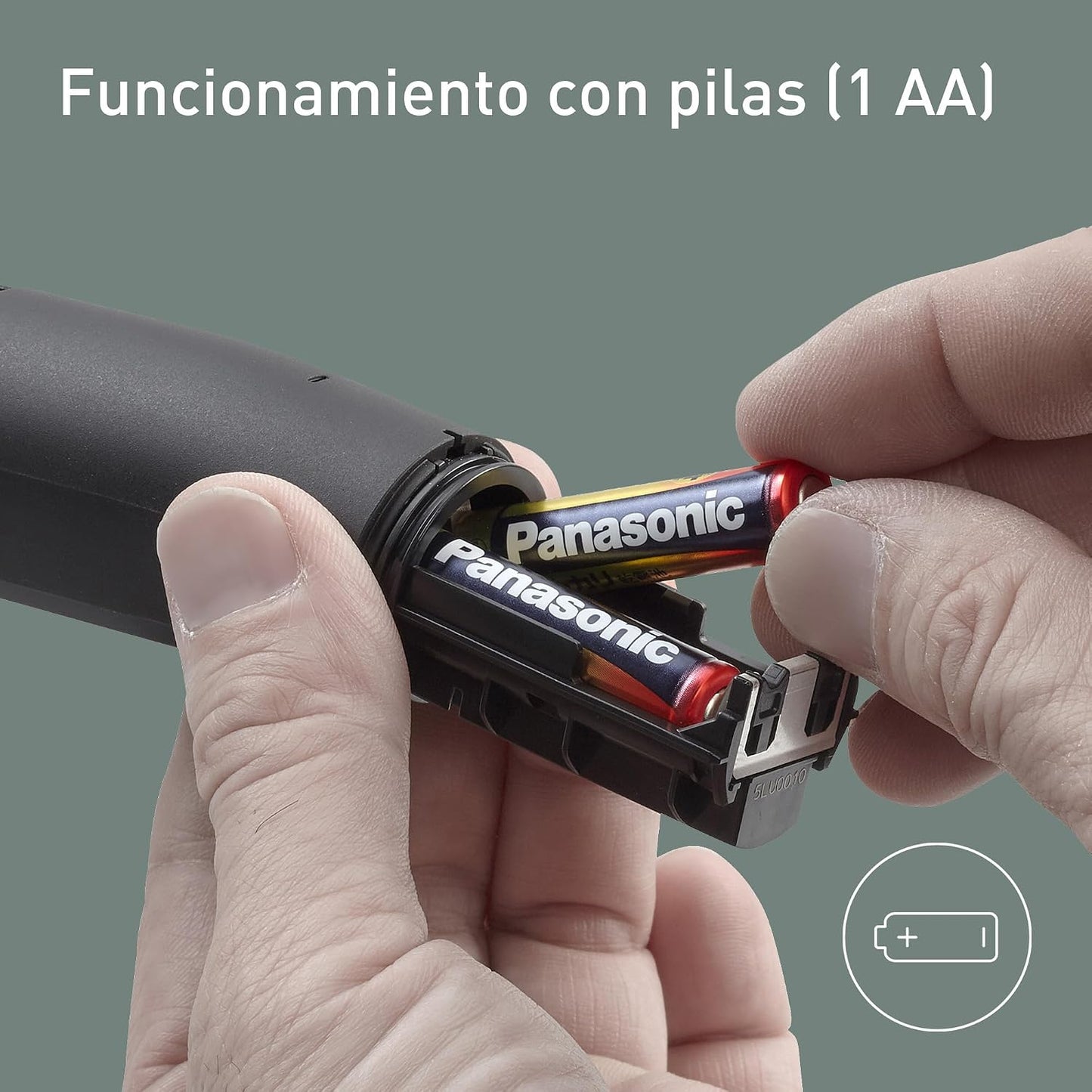 Panasonic ER-GN30-K503 Aparador de cabelo facial para nariz e orelhas, húmido/seco, lâmina hipoalergénica de fio duplo, sistema de limpeza Vortex, sem fios, preto