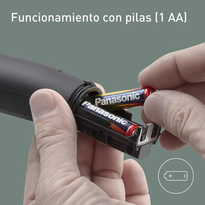 Panasonic ER-GN30-K503 Aparador de cabelo facial para nariz e orelhas, húmido/seco, lâmina hipoalergénica de fio duplo, sistema de limpeza Vortex, sem fios, preto