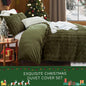 Roupa de cama de pelúcia de 155 x 220 cm, cor verde escuro, macia, de pelo comprido, de inverno, quente e aconchegante, flanela polar, toque de caxemira, capa nórdica com fecho de correr e 1 capa de
