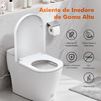 Ibergrif M41001 Tampa wc, assento sanitário macio em forma de D com libertação rápida para facilitar a limpeza, branco
