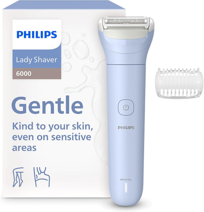 Philips Série 6000 - Máquina de barbear sem fio para uso a seco e molhado, sistema de 3 lâminas, para as pernas e o corpo, 80 minutos de autonomia, Modelo BRL127/00