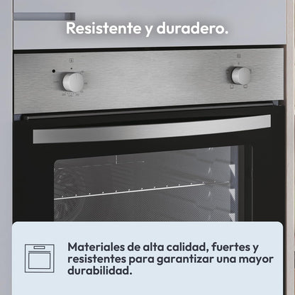 Candy Idea FIDCP X200, forno estático, 70 l, 2400 W, 1 bandeja e 1 grelha, limpeza Aquactiva, 4 funções, 2 comandos mecânicos, porta de vidro duplo, inoxidável e preto [Classe energética A]