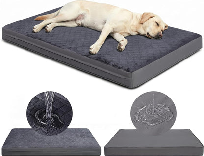 Cama cão grande - 104 x 68 x 8 cm, colchão impermeável para cães, uma face de pele sintética