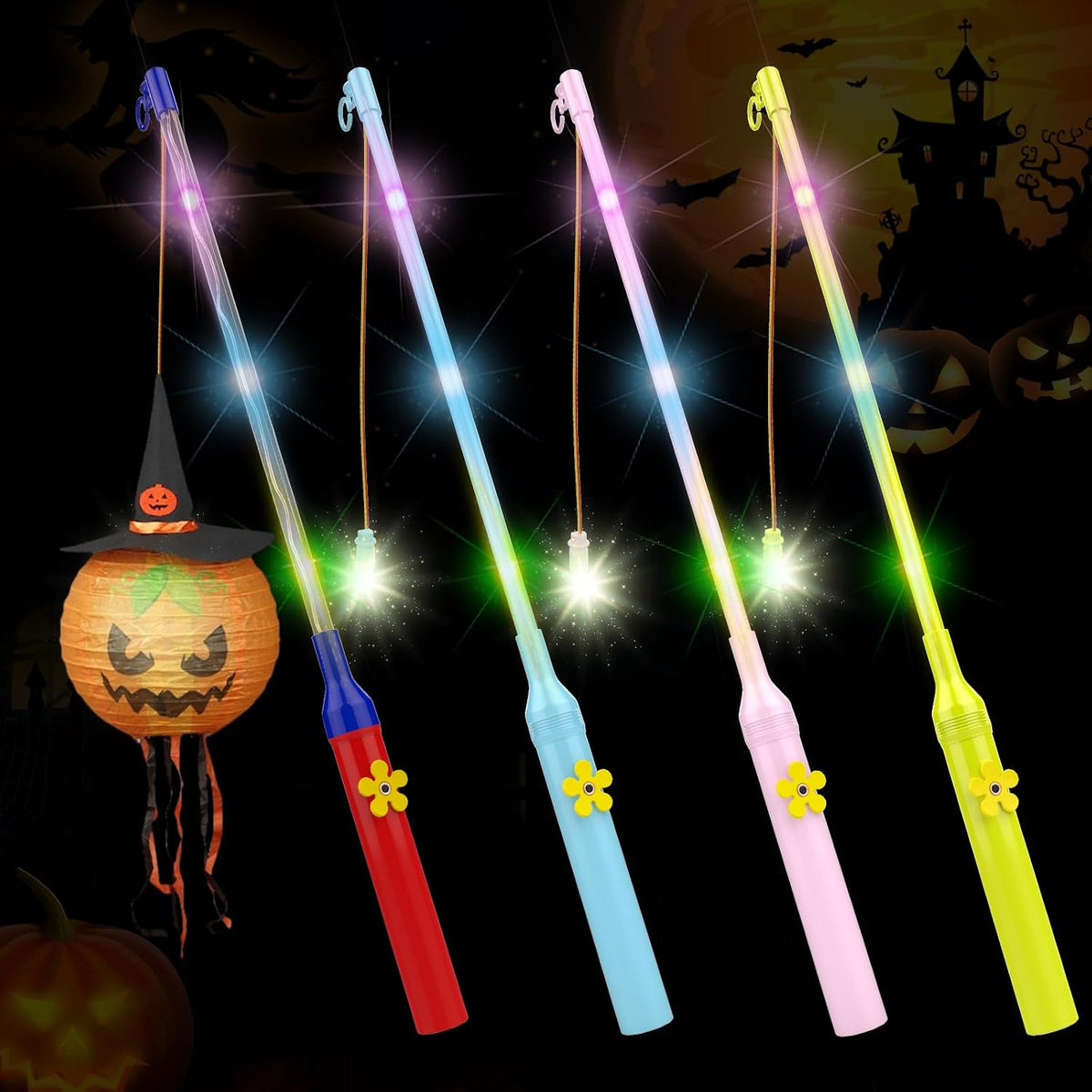 Pacote WD&CD de 4 bastões de lanterna LED multicoloridos bastão de lanterna eletrônico para festas de Halloween de St Martin varinhas fantasia