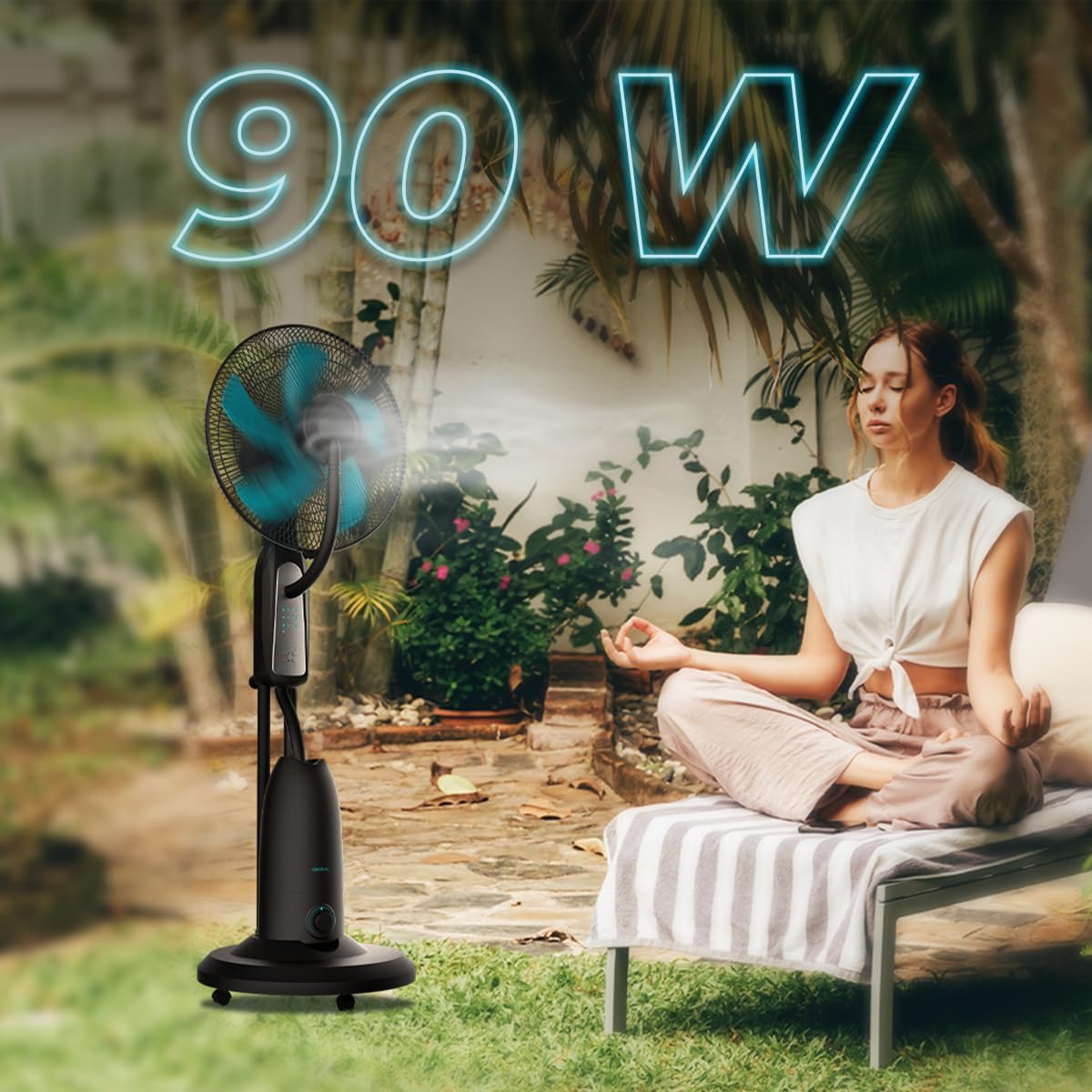 Cecotec Ventoinha de nebulizador de água com controlo remoto EnergySilence 490 Freshessence. 90W, diâmetro de 16", 5 pás, depósito de 2,8 l, temporizador 7,5 h, indicador LED e oscilação