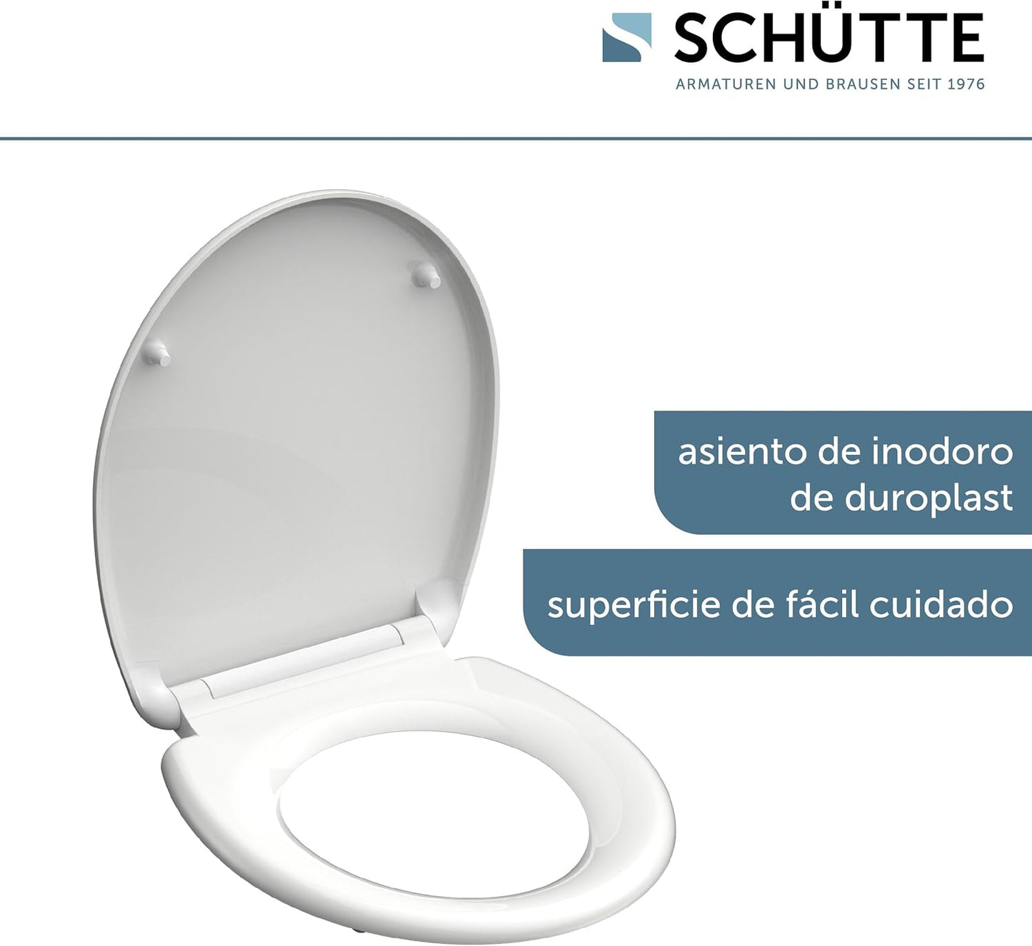 SCHÜTTE Assento de sanita com mecanismo suave, removível, fabricado em material resistente à sujeira,