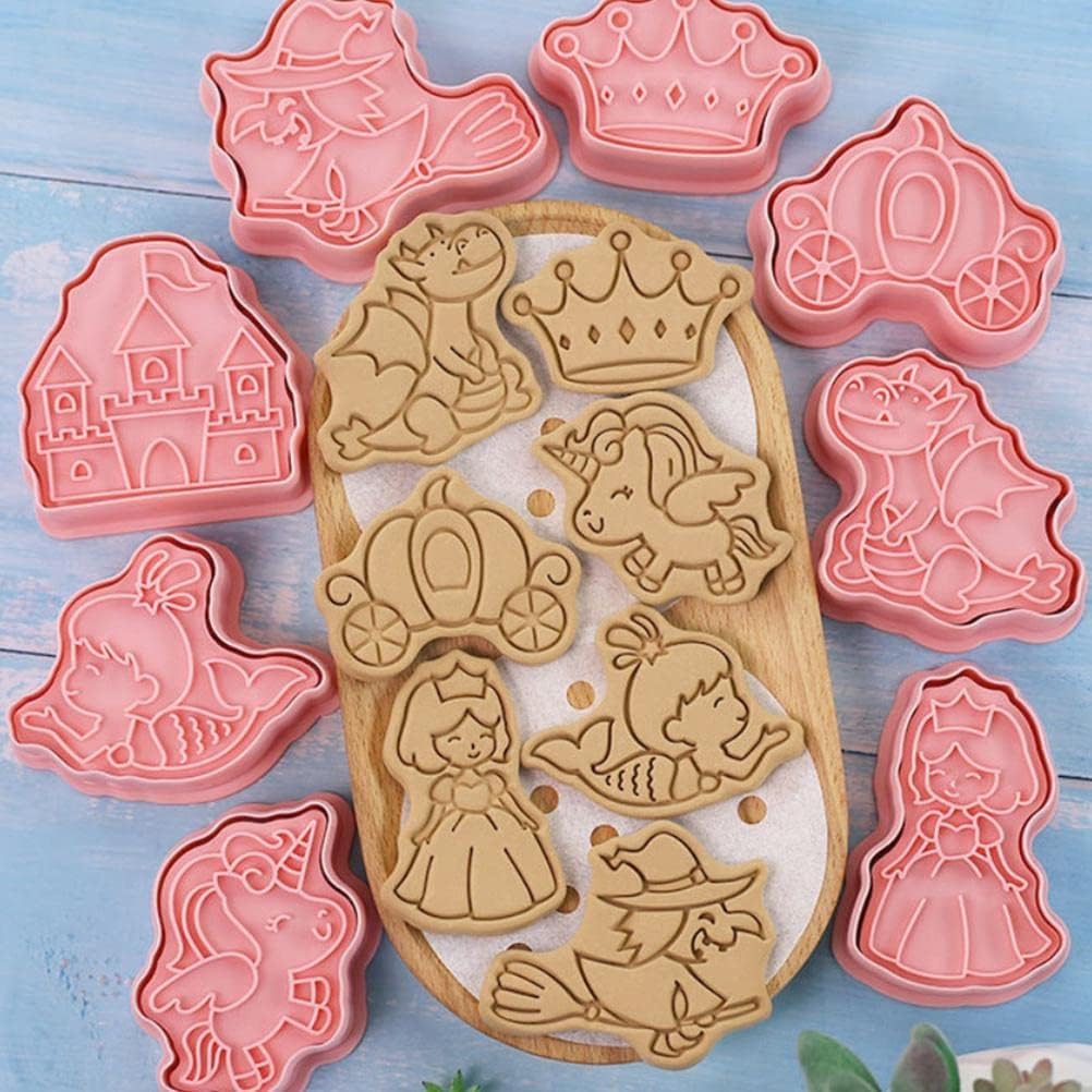 8 Cortadores de bolachas 3D divertidos e encantadores moldes de desenhos animados prensa de mão selo de bolachas molde de sobremesa Fondant bolo queijo molde para cozinha molde para (3)