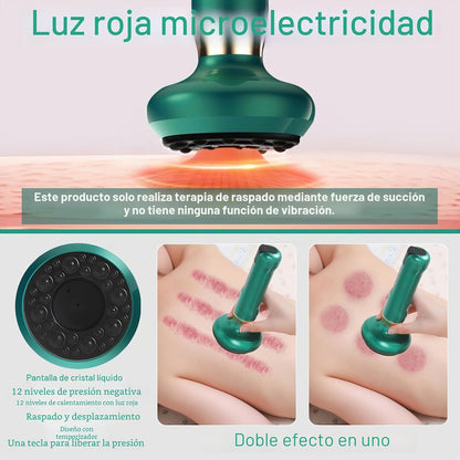 Dispositivo de ventosa elástica, massajador anti-celulite para pernas/abdômen/braços, dispositivo anti-celulítico, equipamento de drenagem linfática com 12 programas e 4 modos (verde)