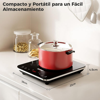 YASHE Placa de indução – placa de indução portátil, 10 configurações de potência e 10 configurações de temperatura. Placa de indução de 2000 watts, temporizador de 4 horas, bloqueio para crianças
