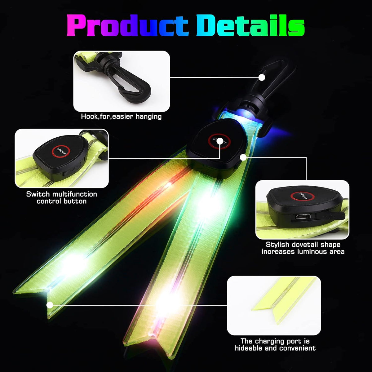 Luz piscante LED para mochila escolar - 2 refletores infantis recarregáveis Luz piscante Luz de segurança para mochila escolar, Pingente refletor de luz de segurança à prova d'água para mochila escolar, mochila, caminhada, corrida